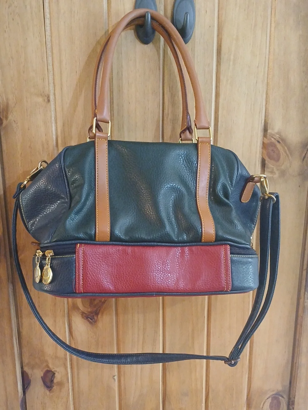 Vintage 90s Y2K Alfred Sung Colorblock Bowlers Bag Leather Purse